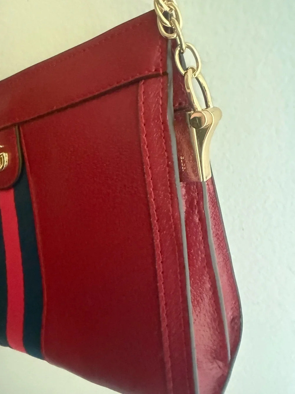 GG Supreme Ophidia Medium Shoulder Bag • Genuine Leather • Red/Navy • NWT